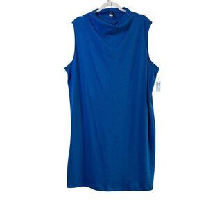 Old Navy Mock Neck Mini Dress Plus Size 3X Blue Sleeveless Minimalist NWT